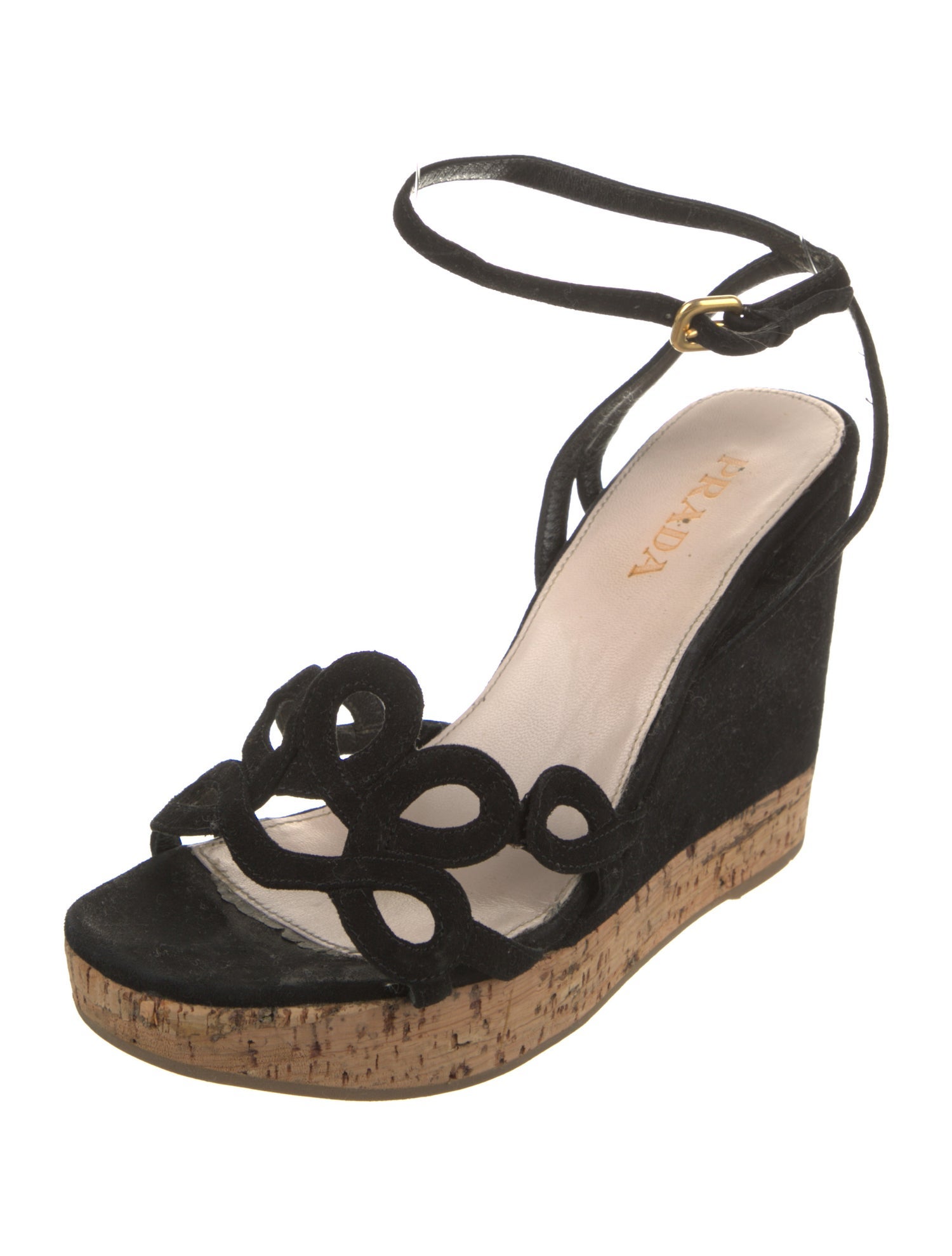 Prada Suede Leather Trim Embellishment Sandals